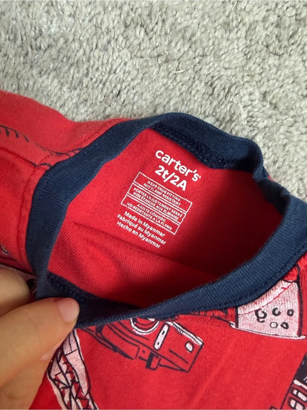 4-Pack Kids Red & Gray Cars Pajama Sets
